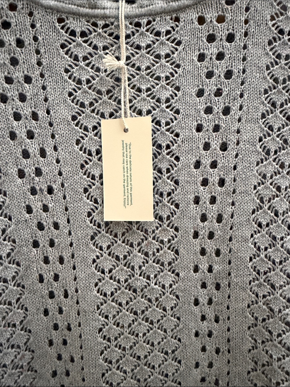 Sundance Light Gray Openwork Ruffle-Neck Sweater - Picture 3 of 6